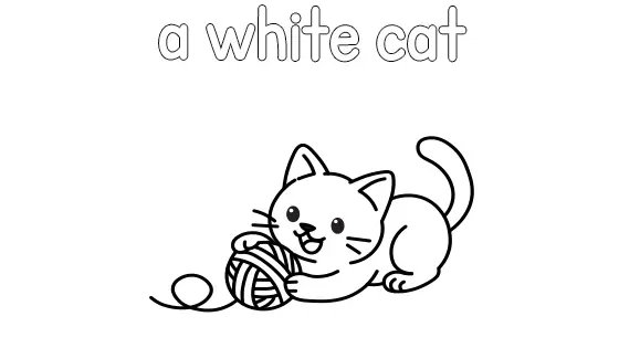 A White Cat Coloring Page