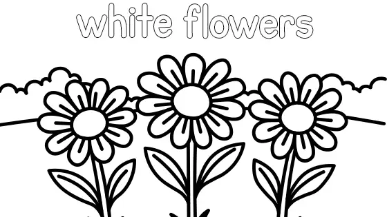 White Flowers Coloring Page