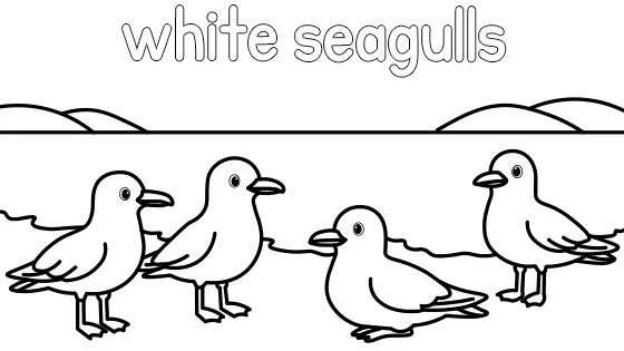 White Seagulls Coloring Page