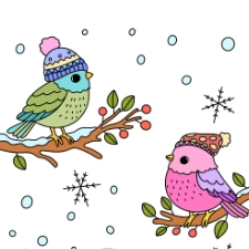 Winter Birds Coloring Page