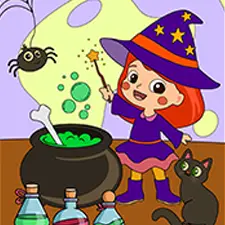 Wizard Mixing Potions Coloring Page