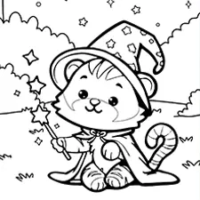 Wizard Tiger Coloring Page Black & White