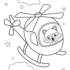Wolf Flying Helicopter Coloring Page Black & White