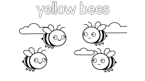 Yellow Bees Coloring Page