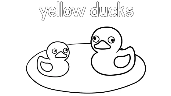 Yellow Ducks Coloring Page