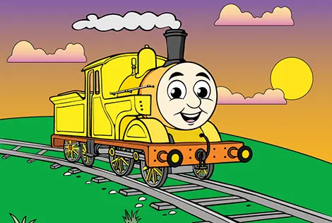 Yellow Steam Engine Coloring Page