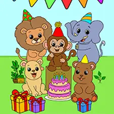 Zoo Birthday Party Coloring Page